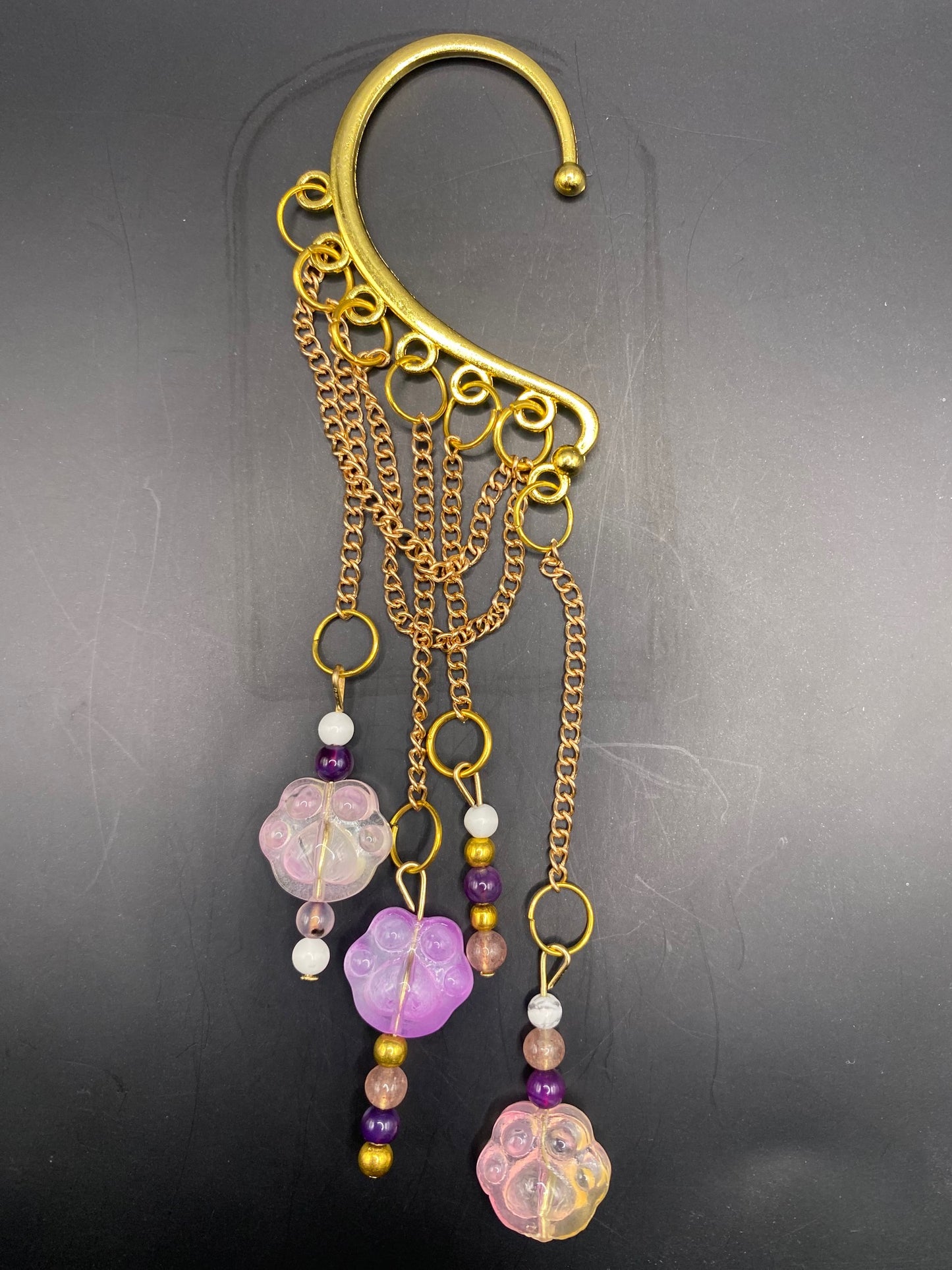 Purple Paws (ear cuff dangle)