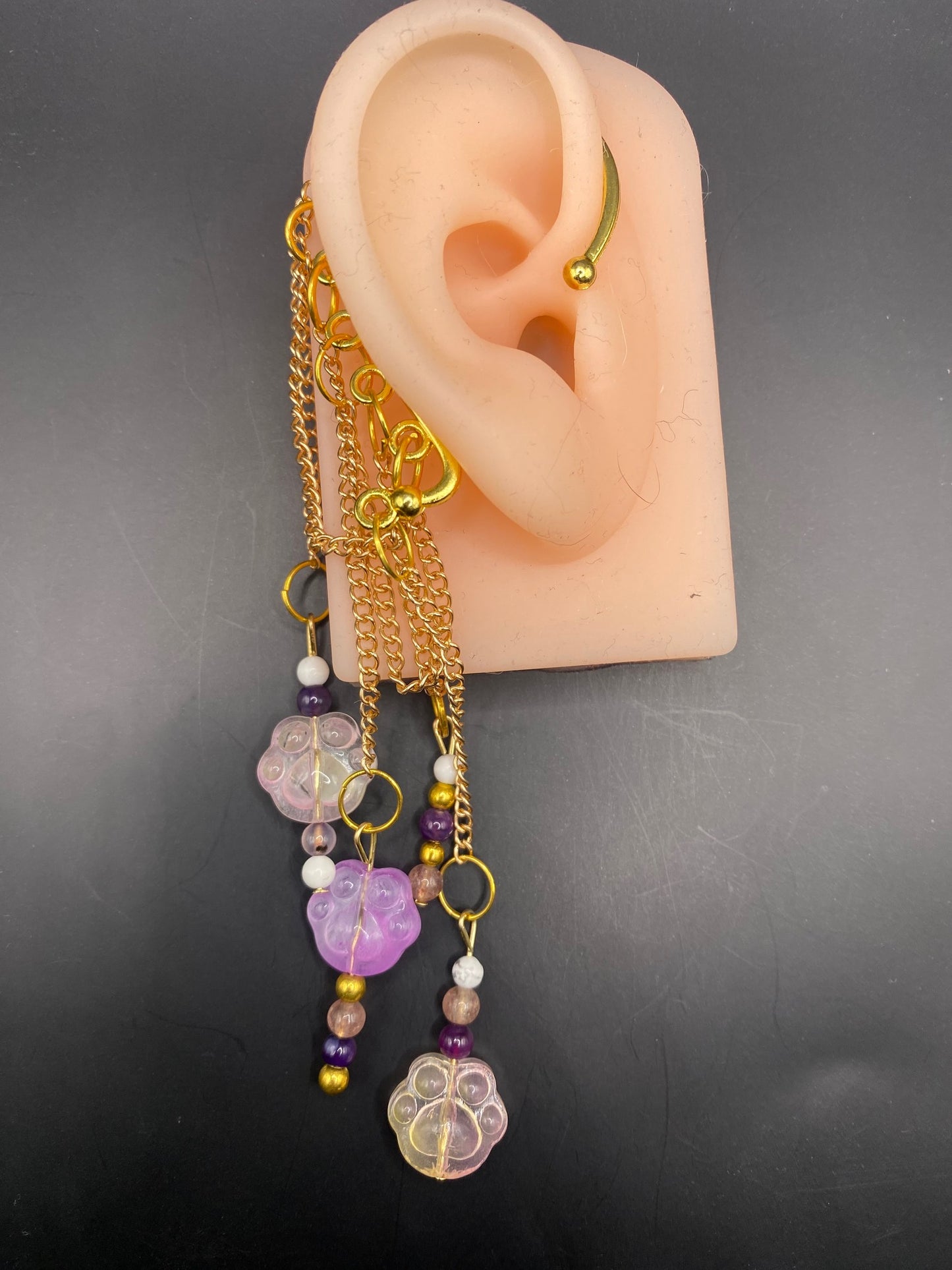 Purple Paws (ear cuff dangle)