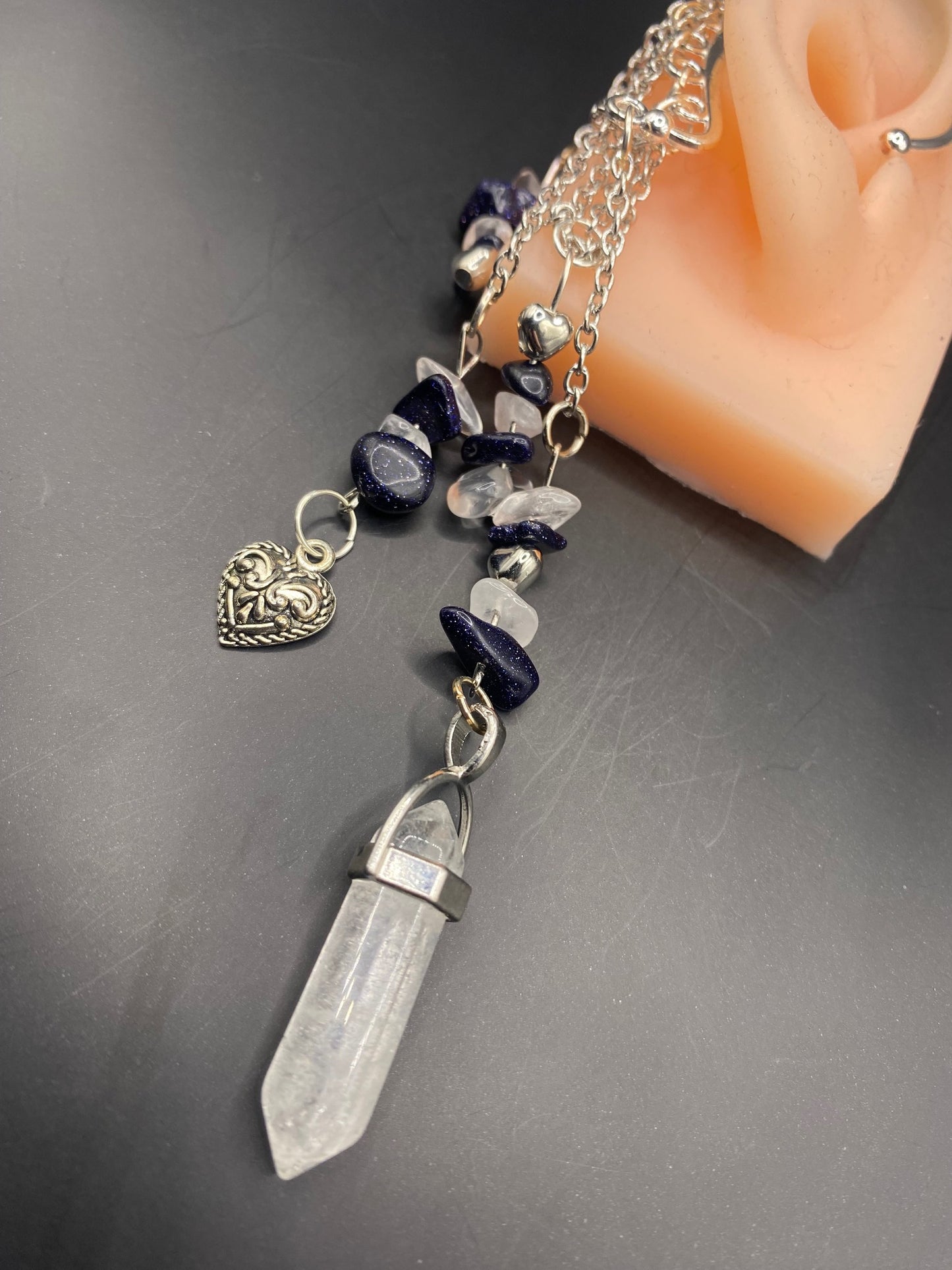 Clear Hearts (ear cuff dangle)