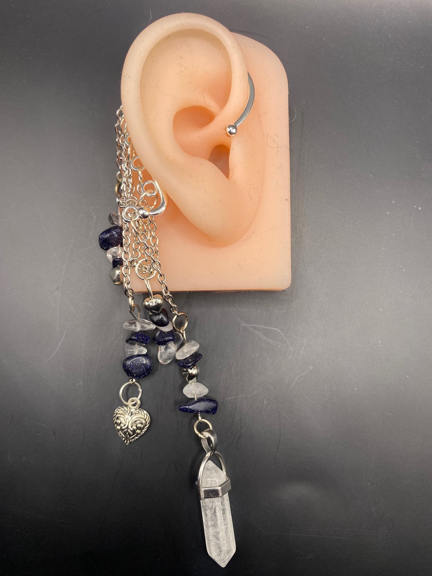 Clear Hearts (ear cuff dangle)