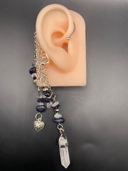 Clear Hearts (ear cuff dangle)